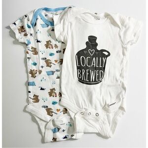 Onesies • 2 Pack Bundle White and Patterned Baby Onesies
